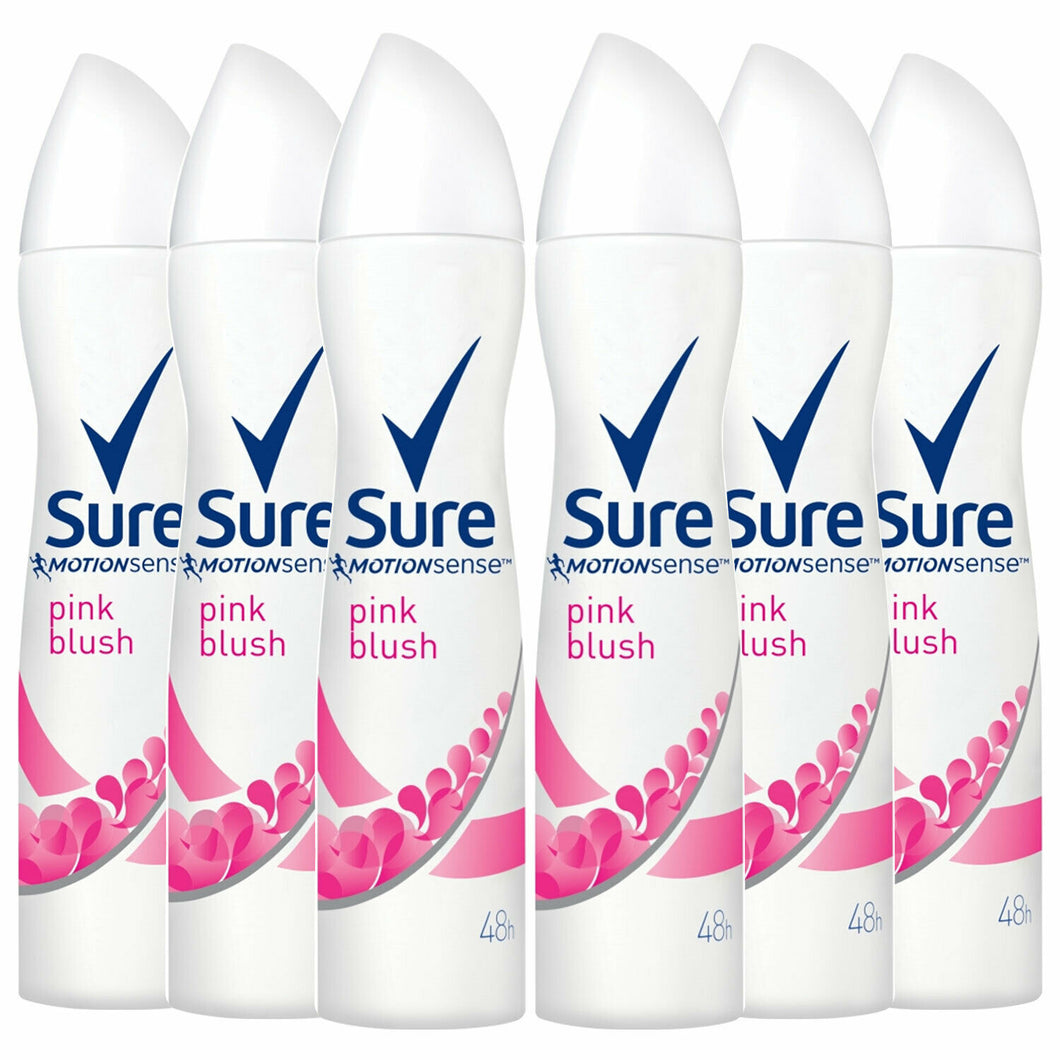 Sure Women Motion Sense Antiperspirant Deodorant, Pink Blush, 6 Pack, 250ml