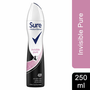 Sure Women Motion Sense Antiperspirant Deodorant, Invisible Pure, 6 Pack, 250ml