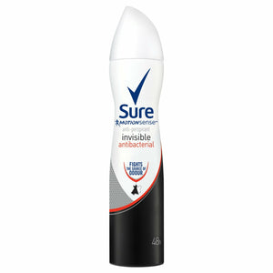 Sure Women Anti-Perspirant Body Spray, Invisible Antibacterial, 6 Pack, 150ml