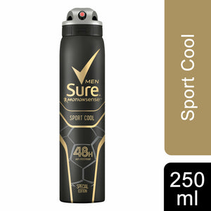 Sure Men Anti Perspirant 48H Protection Sport Cool Deodorant, 6 Pack, 250ml