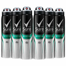 Load image into Gallery viewer, Sure Men Anti Perspirant Deodorant, Sensitive, 6 Pack, 250ml