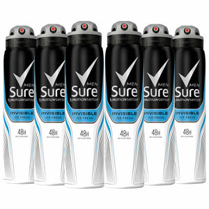 Sure Men Anti Perspirant 48H Protection Invisible Ice Deodorant, 6 Pack, 150ml