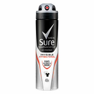 Sure Men Anti Perspirant Invisible Antibacterial Deodorant, 6 Pack, 150ml