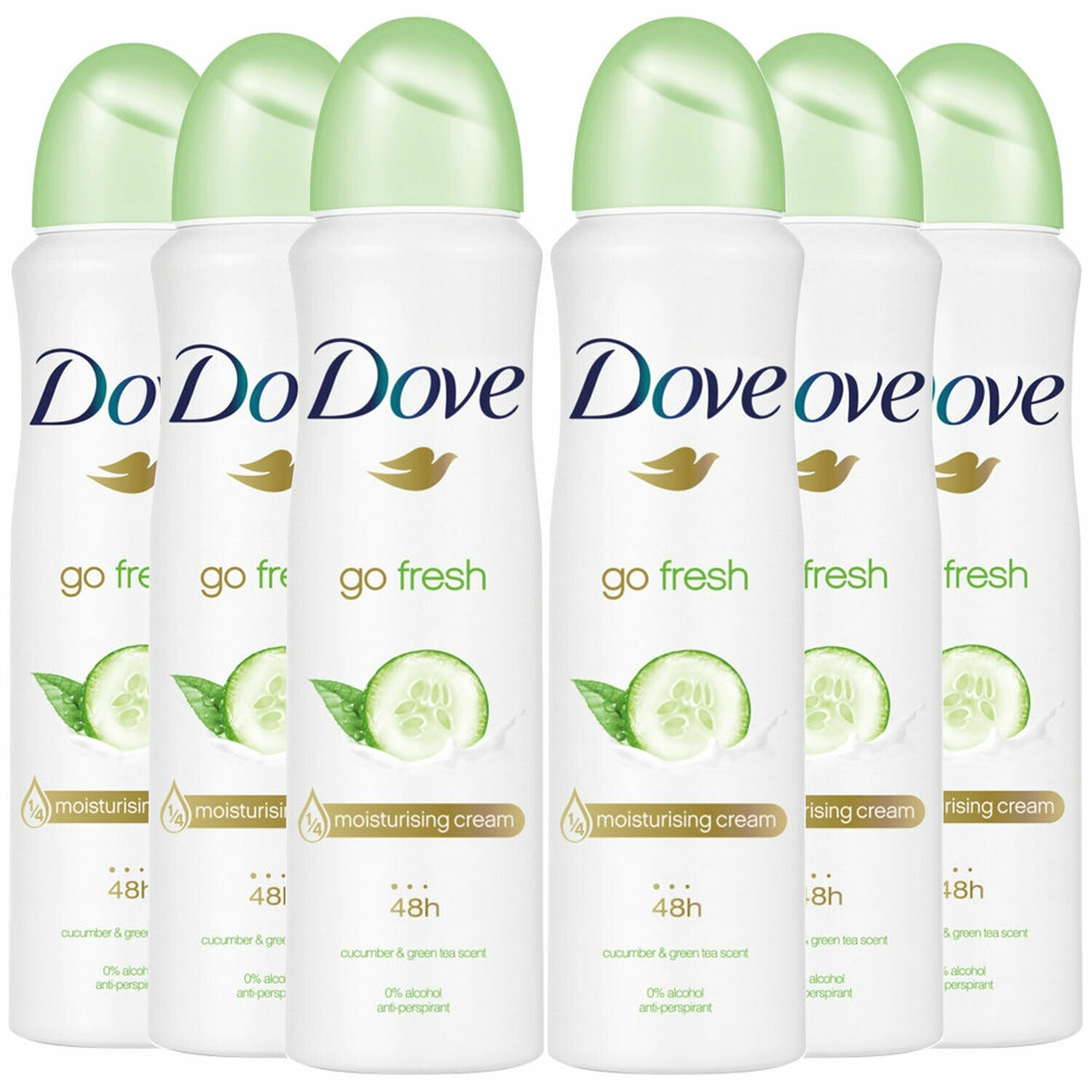 Dove Women Anti-Perspirant Deodorant Spray, Cucumber & Green Tea, 6 Pack, 250ml