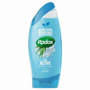 Radox Feel Active Shower Gel, Sea Salt and Lemongrass, 6 Pack, 250ml