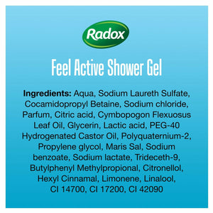 Radox Feel Active Shower Gel, Sea Salt and Lemongrass, 6 Pack, 250ml