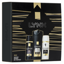 Load image into Gallery viewer, Lynx Gold Antiperspirant, Body Spray &amp; Body Wash Trio Gift Set