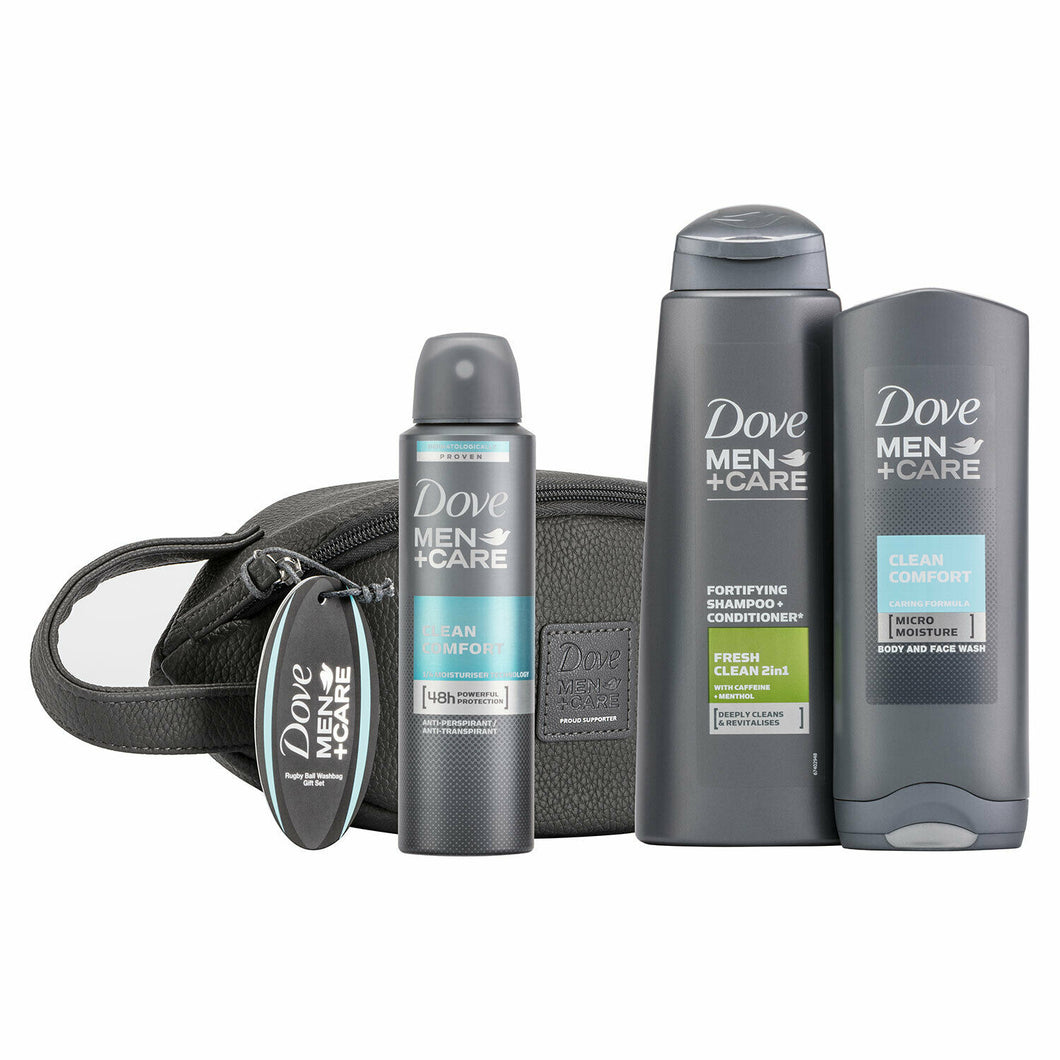 Dove Men+Care Body Wash + 2 in 1 Shampoo + Anti-Perspirant Rugby Ball Gift Set