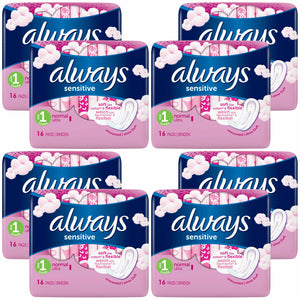 Always Sensitive Sanitary Towels, Long Ultra/Night Ultra/Normal Ultra, 8 Pack