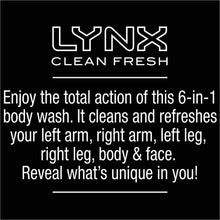Load image into Gallery viewer, Lynx 6 IN 1 Shower Gel Body Wash, Clean Fresh, 6 Pack, 250ml