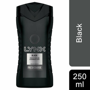 Lynx Fresh Charge Shower Gel Body Wash, Black, 6 Pack, 250ml