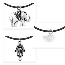 Load image into Gallery viewer, Black Leather Cord Tibetan Silver Charm Choker Pendant Chain