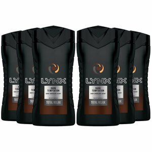Lynx Total Relax Shower Gel Body Wash, Dark Temptation, 6 Pack, 250ml