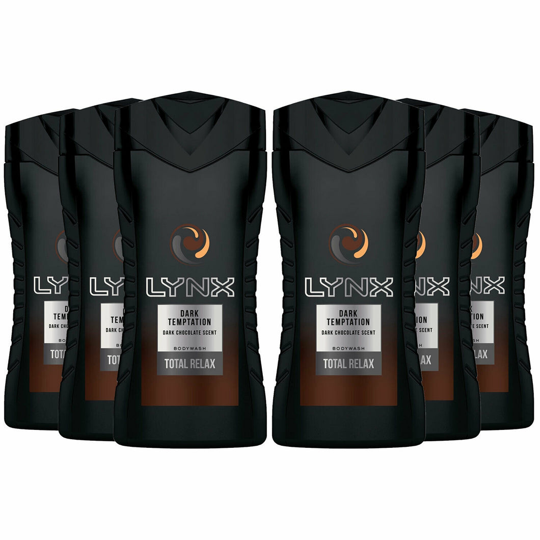 Lynx Total Relax Shower Gel Body Wash, Dark Temptation, 6 Pack, 250ml