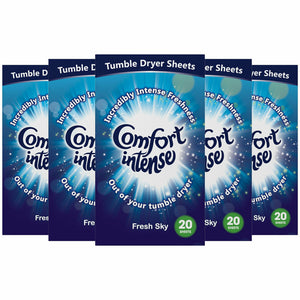 Comfort Tumble Dryer Sheets, Fresh Sky, 5 Packs of 20 wash