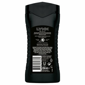 Lynx Fresh Charge Shower Gel Body Wash, Black, 6 Pack, 250ml