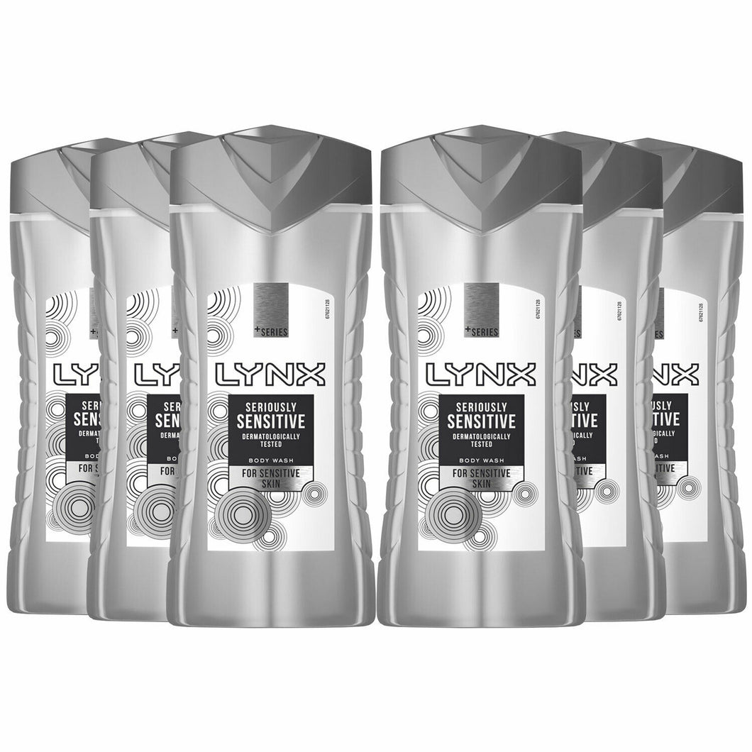 Lynx +Series Shower Gel for Sensitive Skin, 6 Pack, 300ml