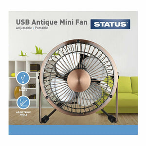 Status Portable Metal USB Mini Fan, 4 Inch: