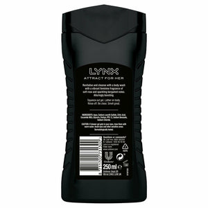 Lynx Fresh Temptation Shower Gel Body wash, Attract For Her, 6 Pack, 250ml