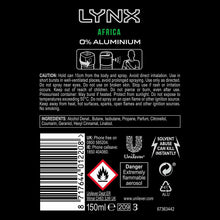 Load image into Gallery viewer, Lynx Body Spray Deodorant, Africa, 150ml