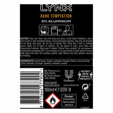 Load image into Gallery viewer, Lynx Body Spray Deodorant, Dark Temptation, 150ml