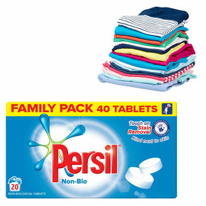 Persil Non-Bio Tablet Laundry Detergent, 2 Pack of 20 Washes, 1.2kg
