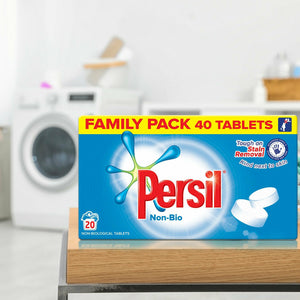 Persil Non-Bio Tablet Laundry Detergent, 2 Pack of 20 Washes, 1.2kg