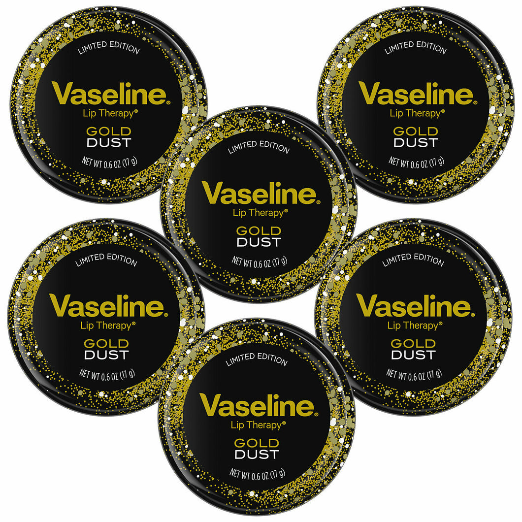 Vaseline Luxurious Addition Lip Therapy Gold Dust Lip Balm, 6 Pack, 17g