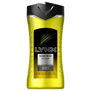 Lynx 6 IN 1 Shower Gel Body Wash, Clean Fresh, 6 Pack, 250ml