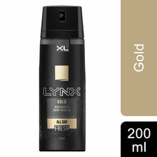 Load image into Gallery viewer, Lynx XL All Day Fresh Body Spray Deodorant, Gold, 200ml