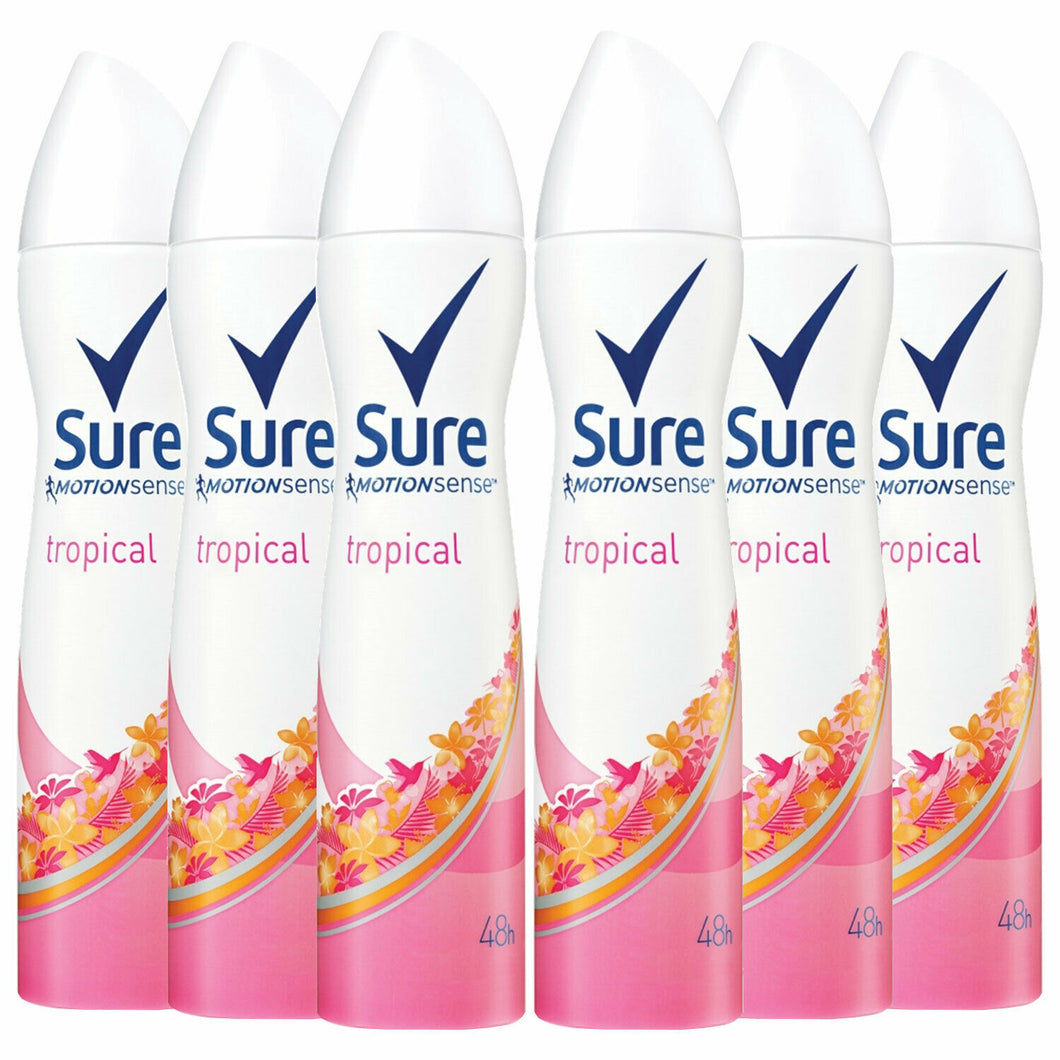 Sure Women Motion Sense Antiperspirant Deodorant, Tropical, 6 Pack, 150ml
