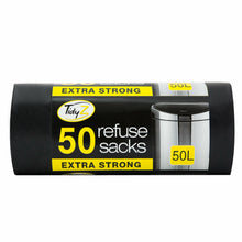 Load image into Gallery viewer, Tidyz Extra Strong Drawstring 50 Black Refuse Sacks Bin Bags