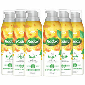 Radox Feel Bright Shower Mousse, Mango & Mandarin,Pack of 6, 200ml